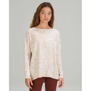 Lululemon Back In Action long sleeve Marmoleado Tie Dye White Opal Cafe Au Lait